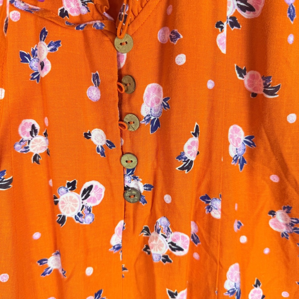Free People Like a Lady Orange Floral Polka Dot Tie Back‎ Mini Dress Med NWT - Picture 5 of 10